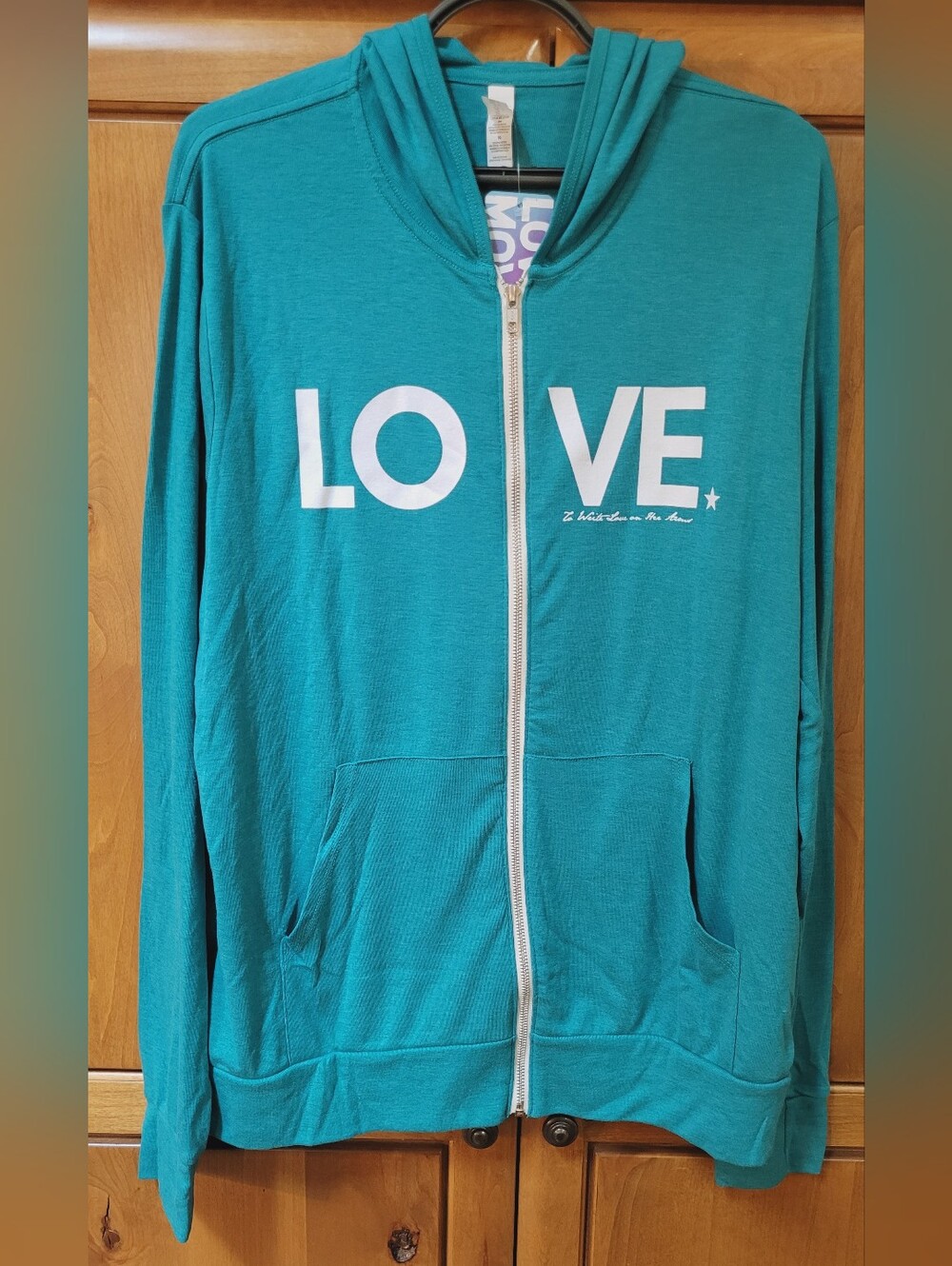 NWT | TWLOHA Women's Teal Zip-Up Graphic “LOVE” Hoodie